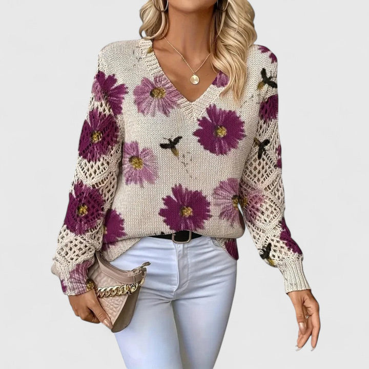 Annes - Elegant sweater with floral pattern