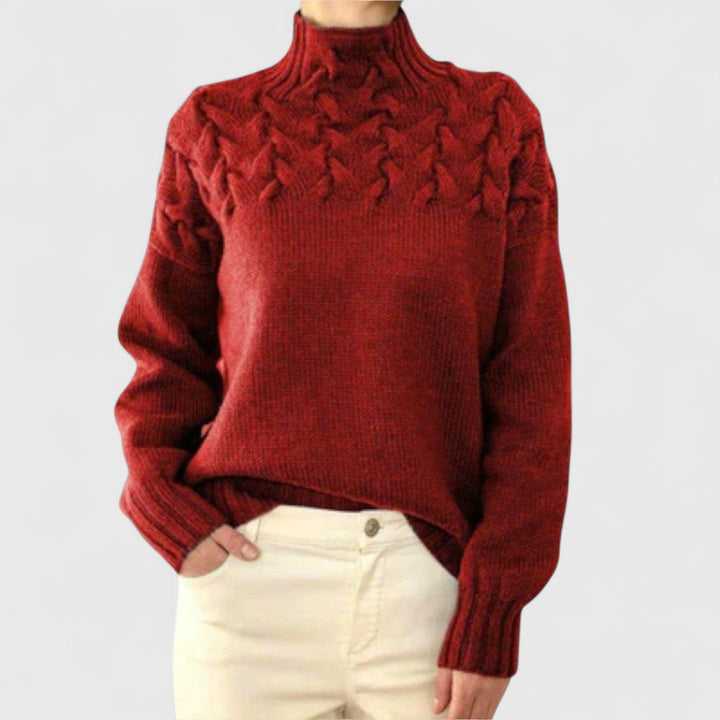 Eva - Women's Sweater with Cable Knit Detail