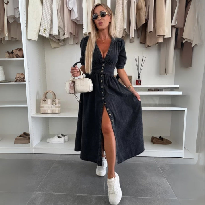 Karla - V-Neck Button Dress