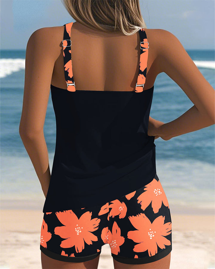 Sandra - U-Neck Sleeveless Printed Tankini