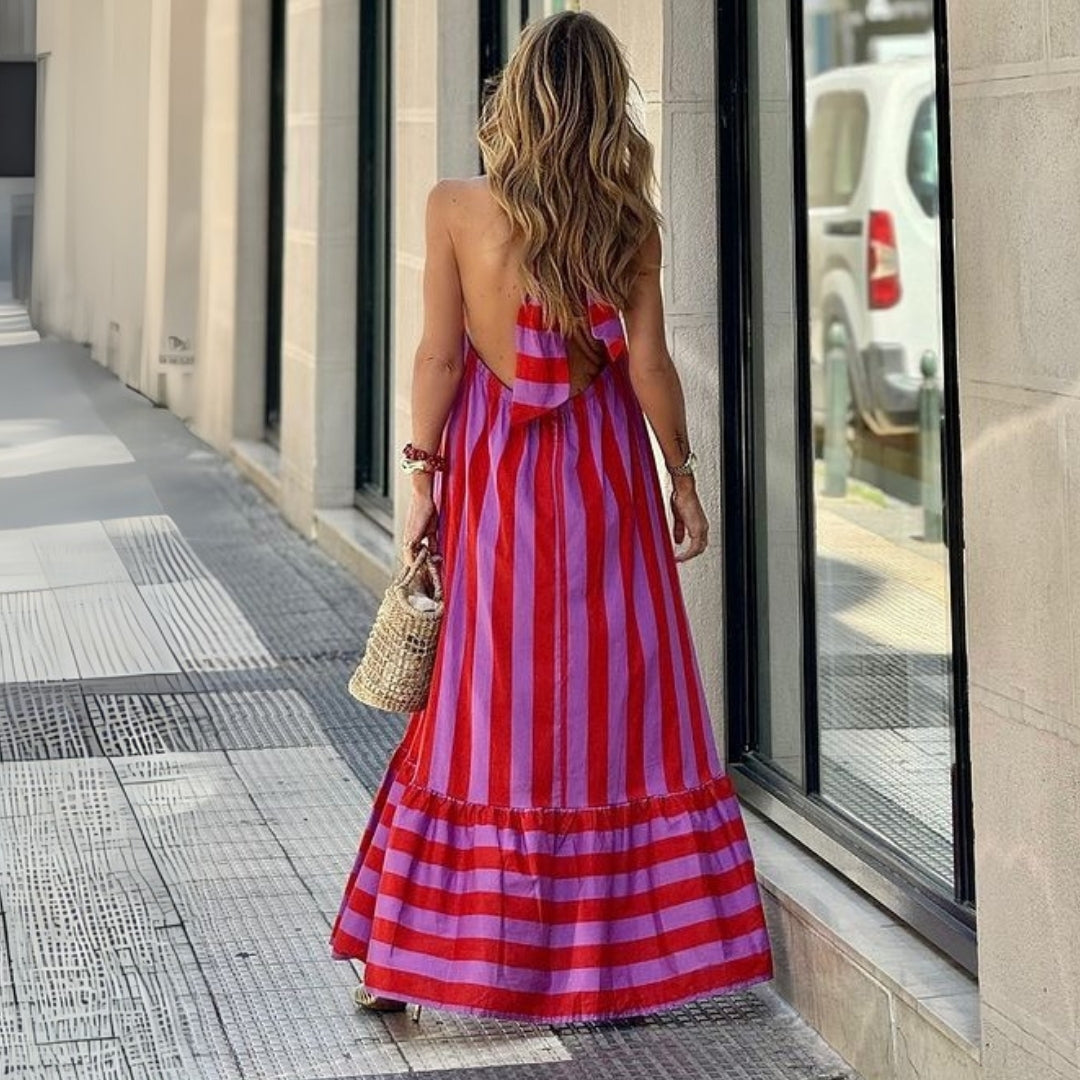 Mandy - Stripe Halter Dress