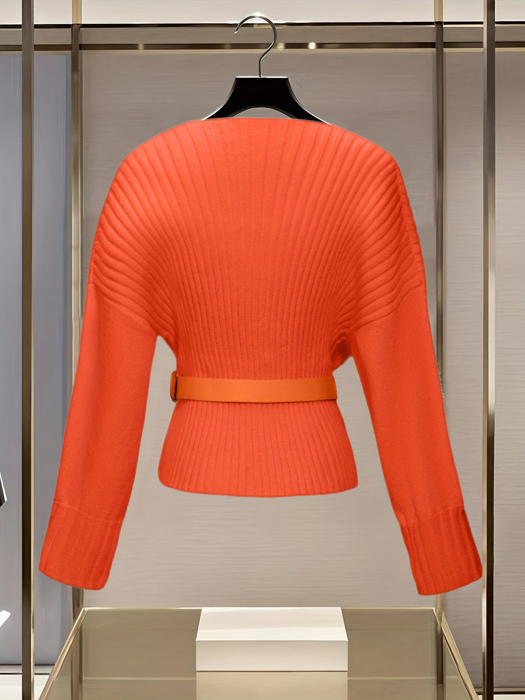 Elara | Slim Fit Belted V-Neck Cardigan