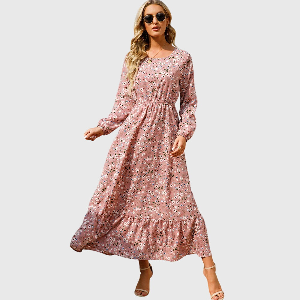 Chelsea - Floral Print Wrap Maxi Dress with Long Sleeves