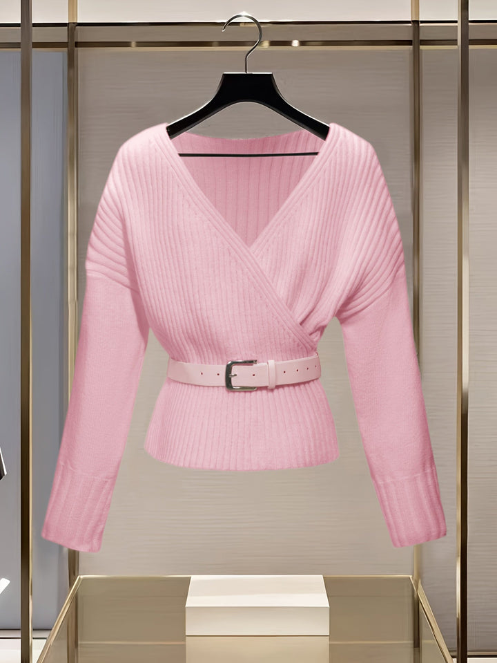 Elara | Slim Fit Belted V-Neck Cardigan