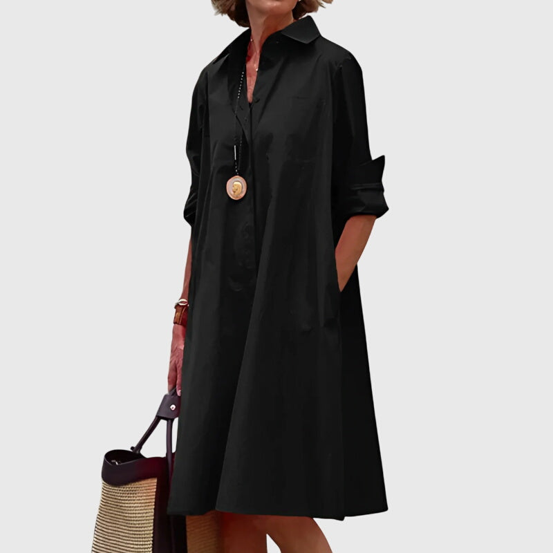 Carole - Women's midi dress with a flowing cut and effortless comfort