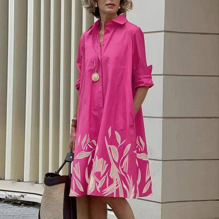 Modern shirt dress with collar and three-quarter sleeves