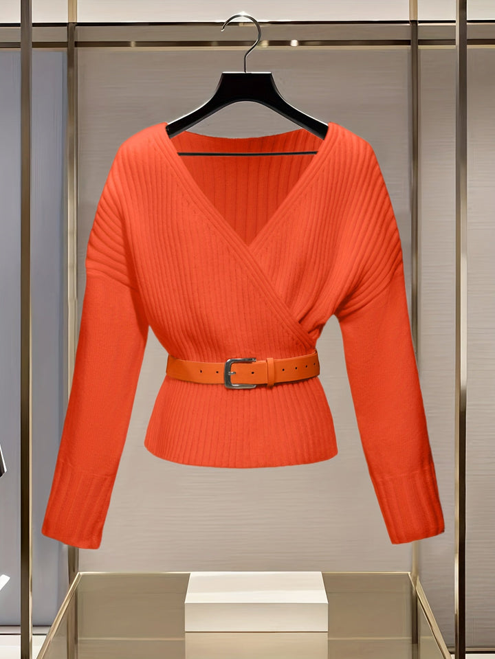 Elara | Slim Fit Belted V-Neck Cardigan