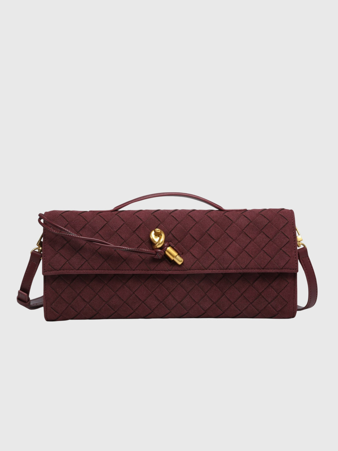 Cherry | Luxe Woven Suede Clutch