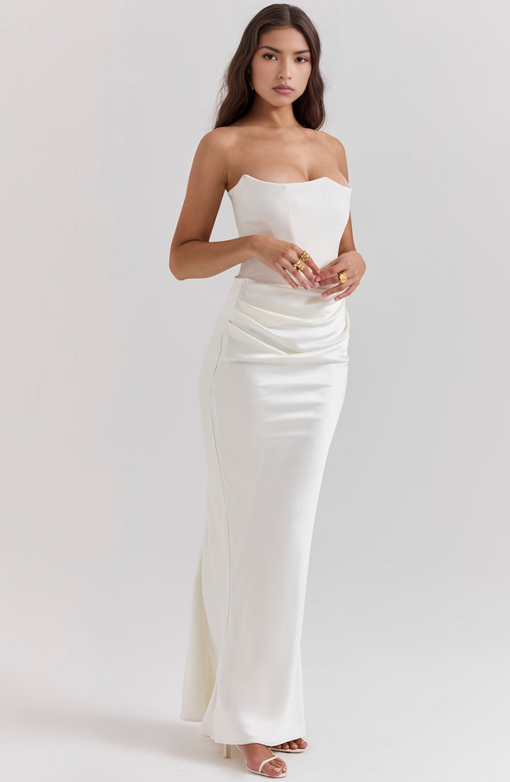 Kythira | Strapless Satin Dress