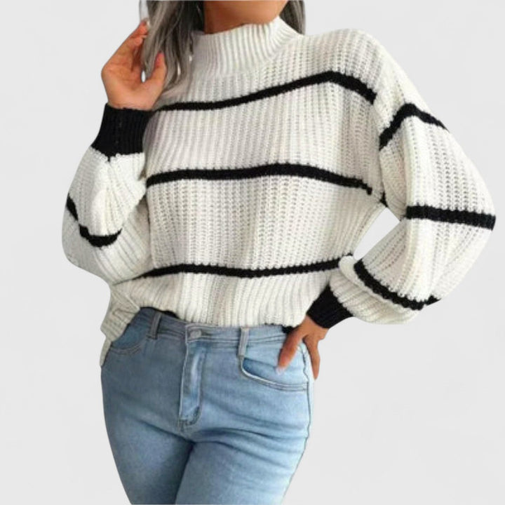 Chavala - Turtleneck Sweater with Stripes