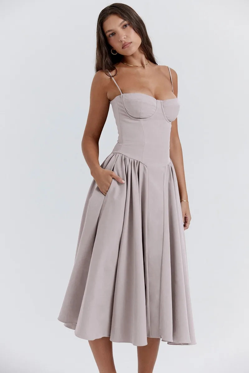 Joanne - Sophisticated sleeveless corset dress