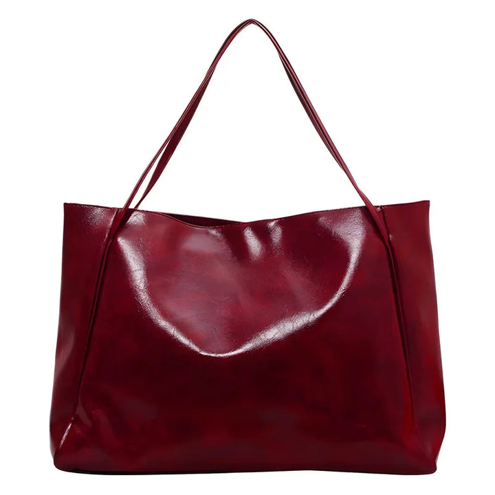 Elegant brown leather-look tote bag