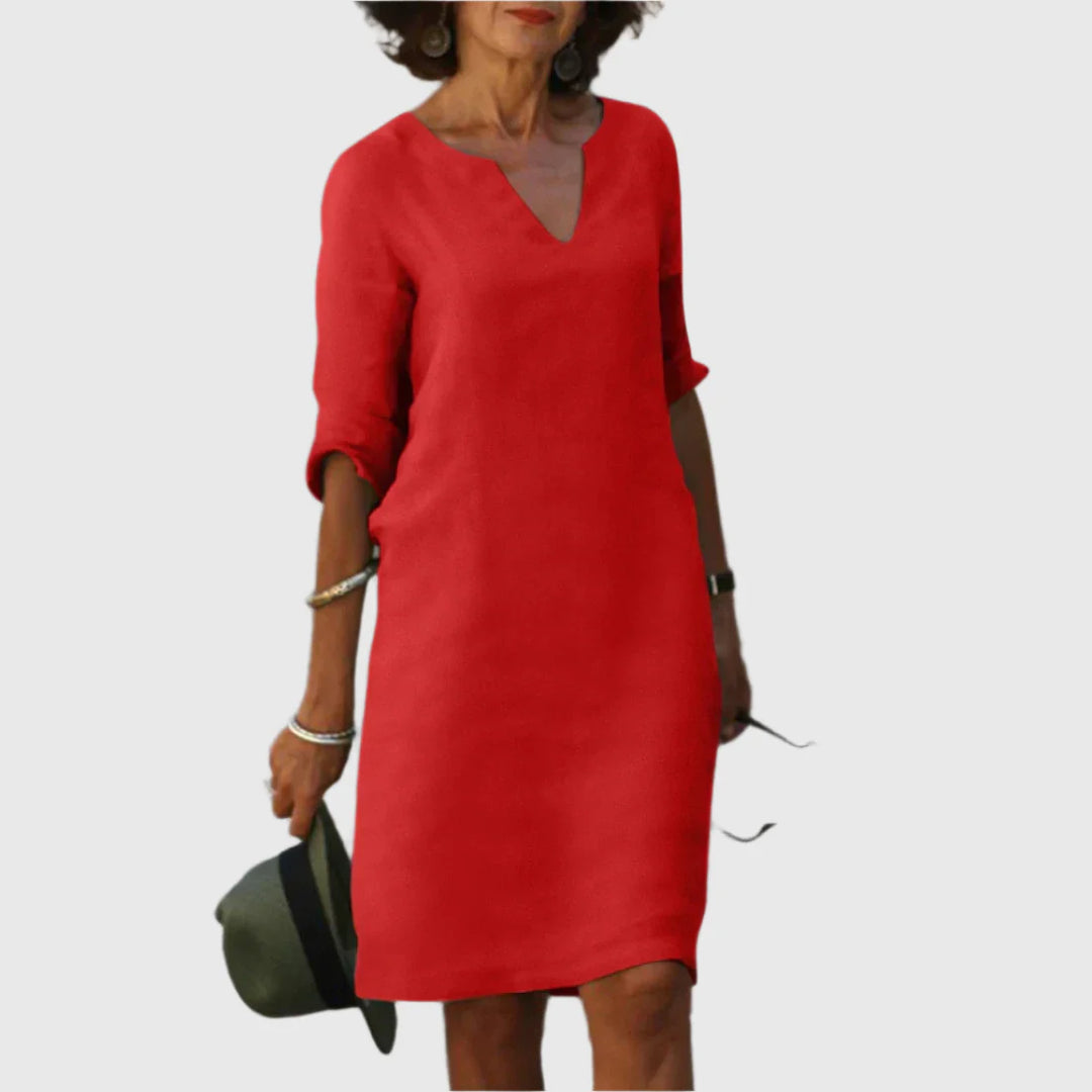 Deborah - Mini dress with V neckline and 3/4 sleeves