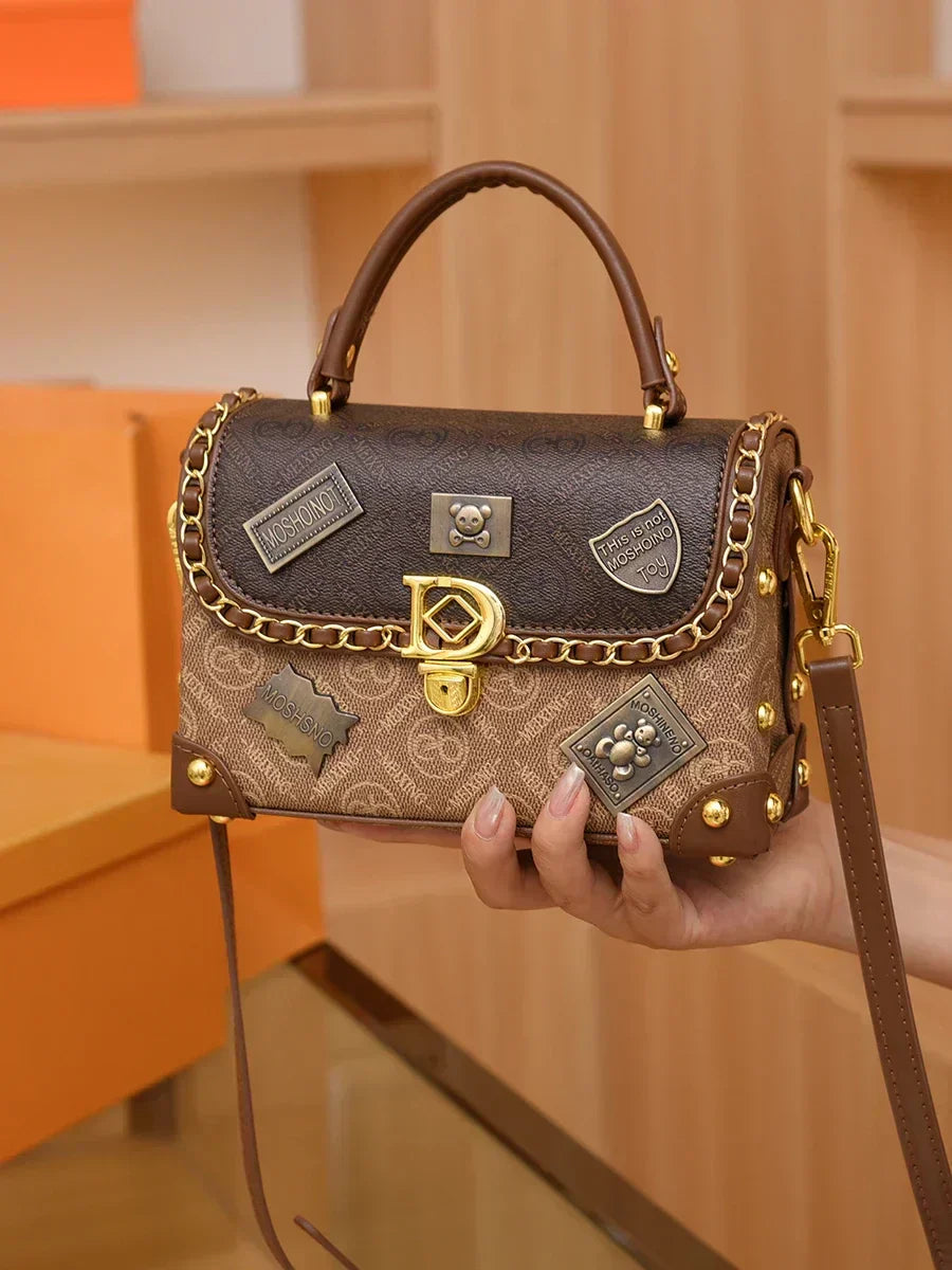 Retro Monogram Shoulder Bag with Gold Details Zelda™