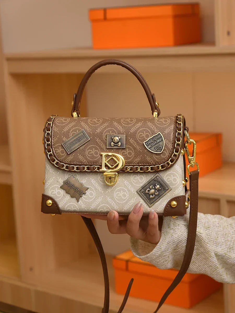 Retro Monogram Shoulder Bag with Gold Details Zelda™