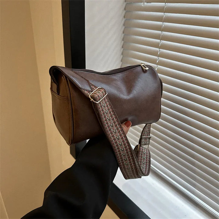 Trine™ | Vintage Leather Crossbody Bag with Woven Adjustable Strap