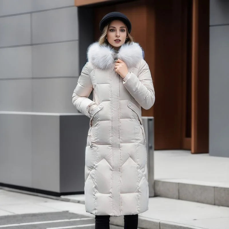 Margaret - Fur-hood Long Coat