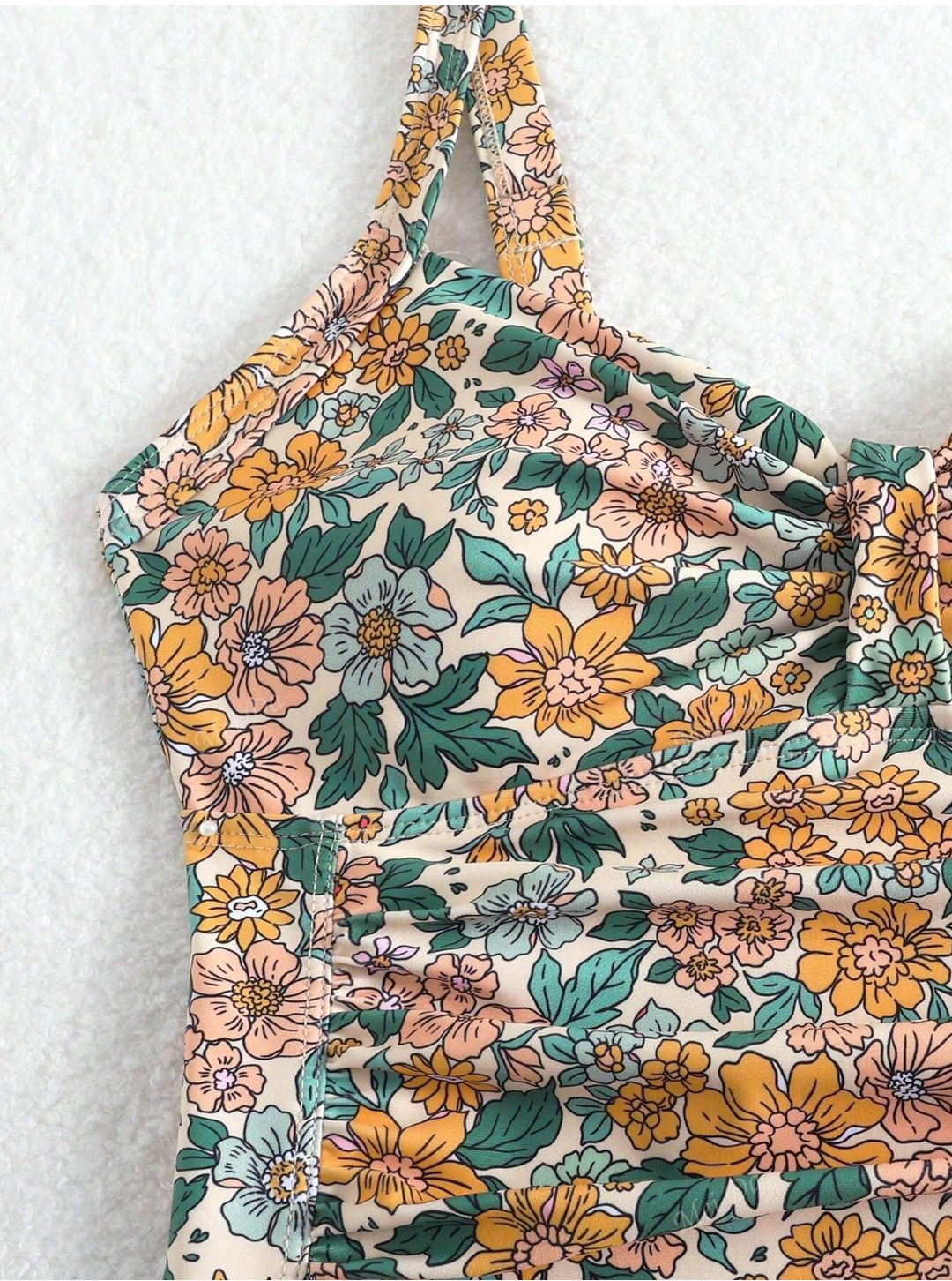 Evelyn - Floral Print Halter Neck Swimsuit