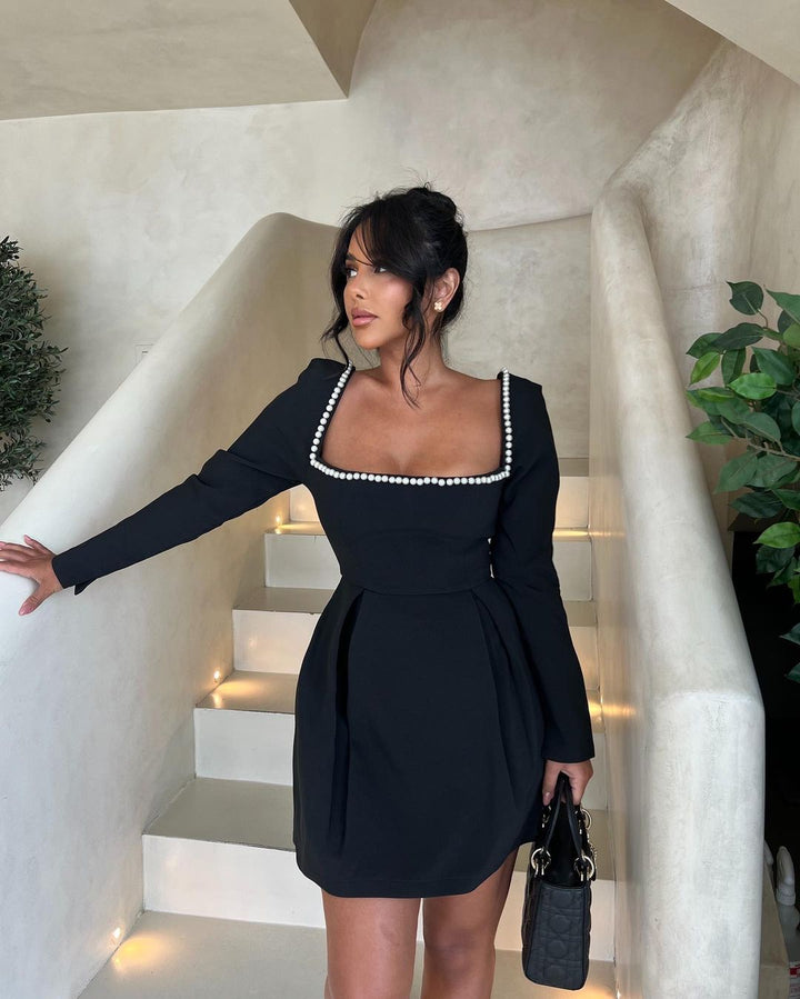 Gytha | Elegant Pearl-Trimmed Dress