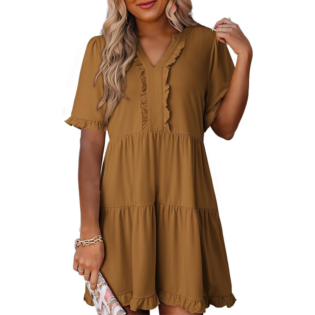 Tess™ - Casual V-Neck Mini Dress