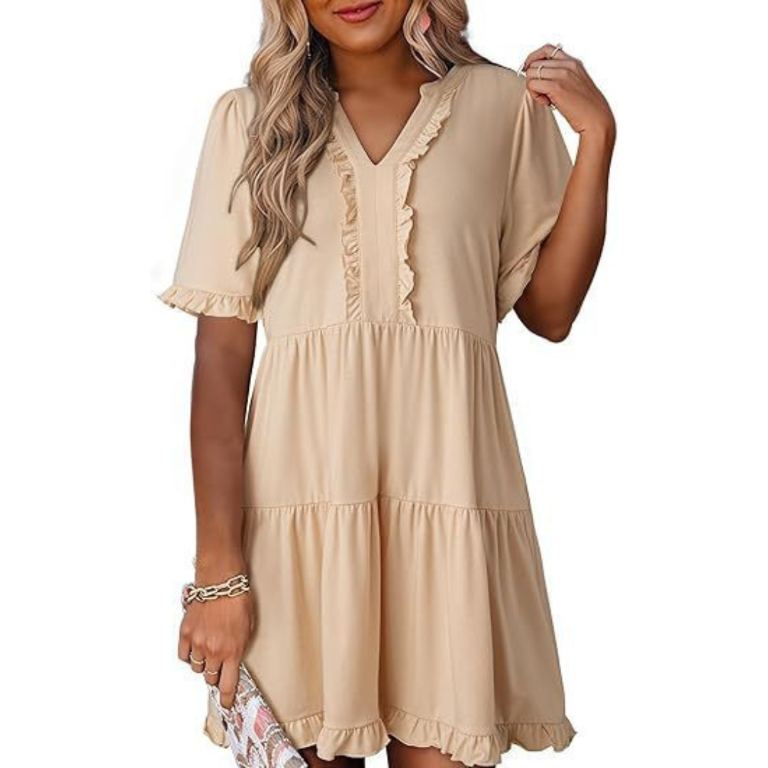 Tess™ - Casual V-Neck Mini Dress