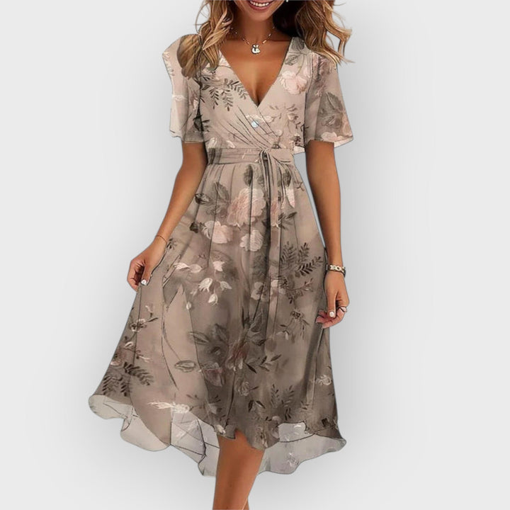 Daisy | Stylish V-Neck Floral Midi Dress
