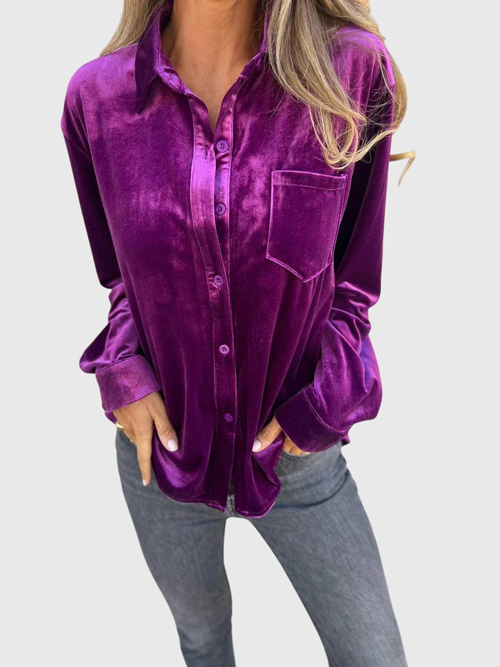 Catherine - Elegant Velvet Blouse