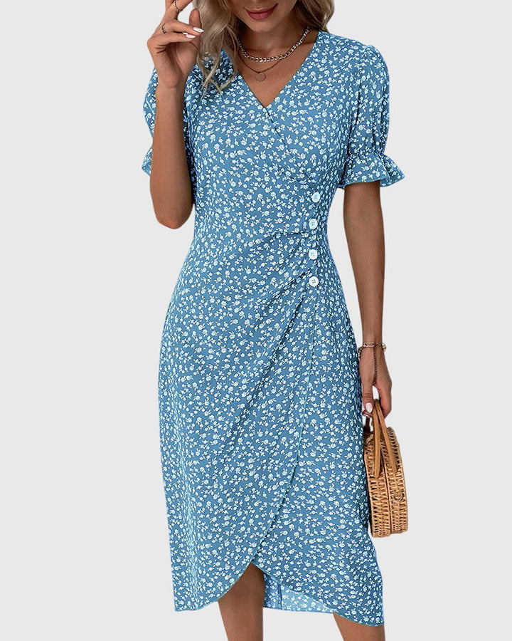 Barbara - Fresh Bloom V-Neck Dress