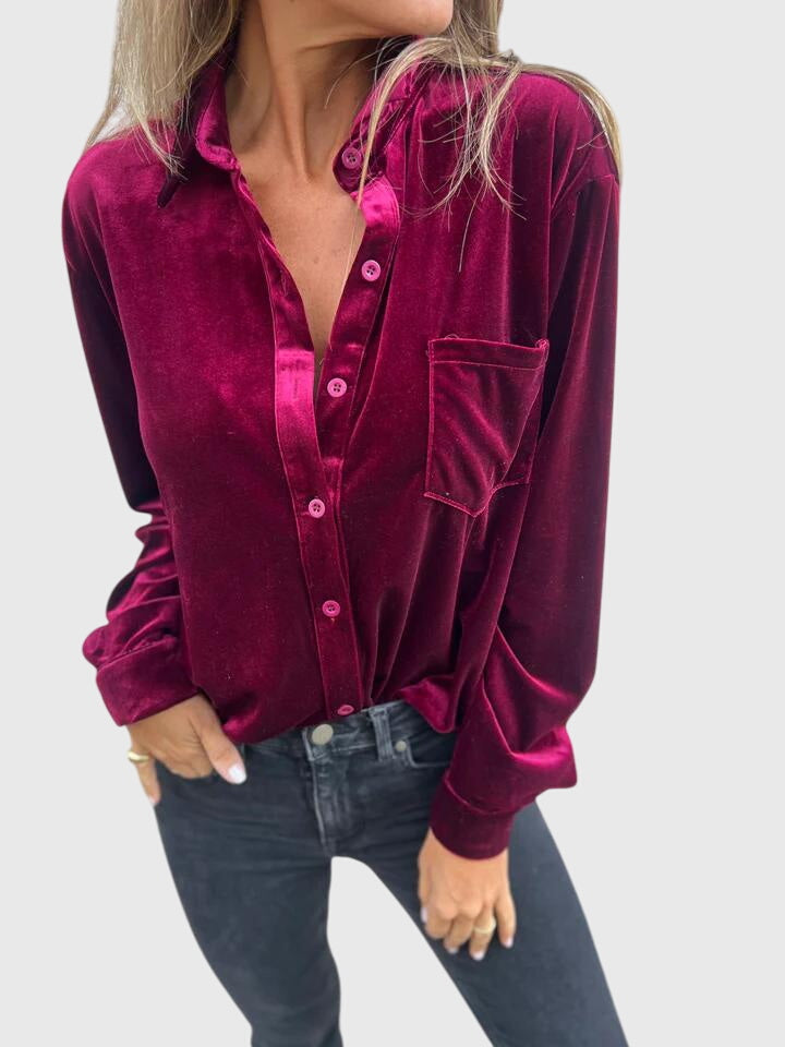 Catherine - Elegant Velvet Blouse