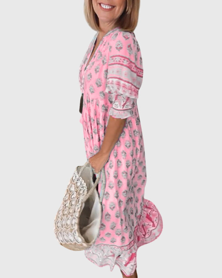 Bridget - Printed V-Neck Dress